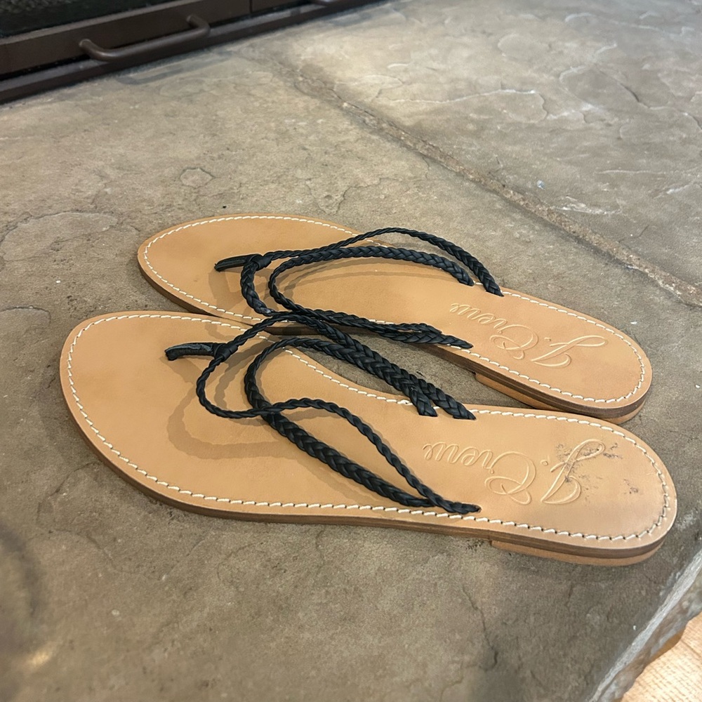 J. Crew Stylish Black Braided Leather Capri Sandals. Size 9.5 - Picture 3 of 10